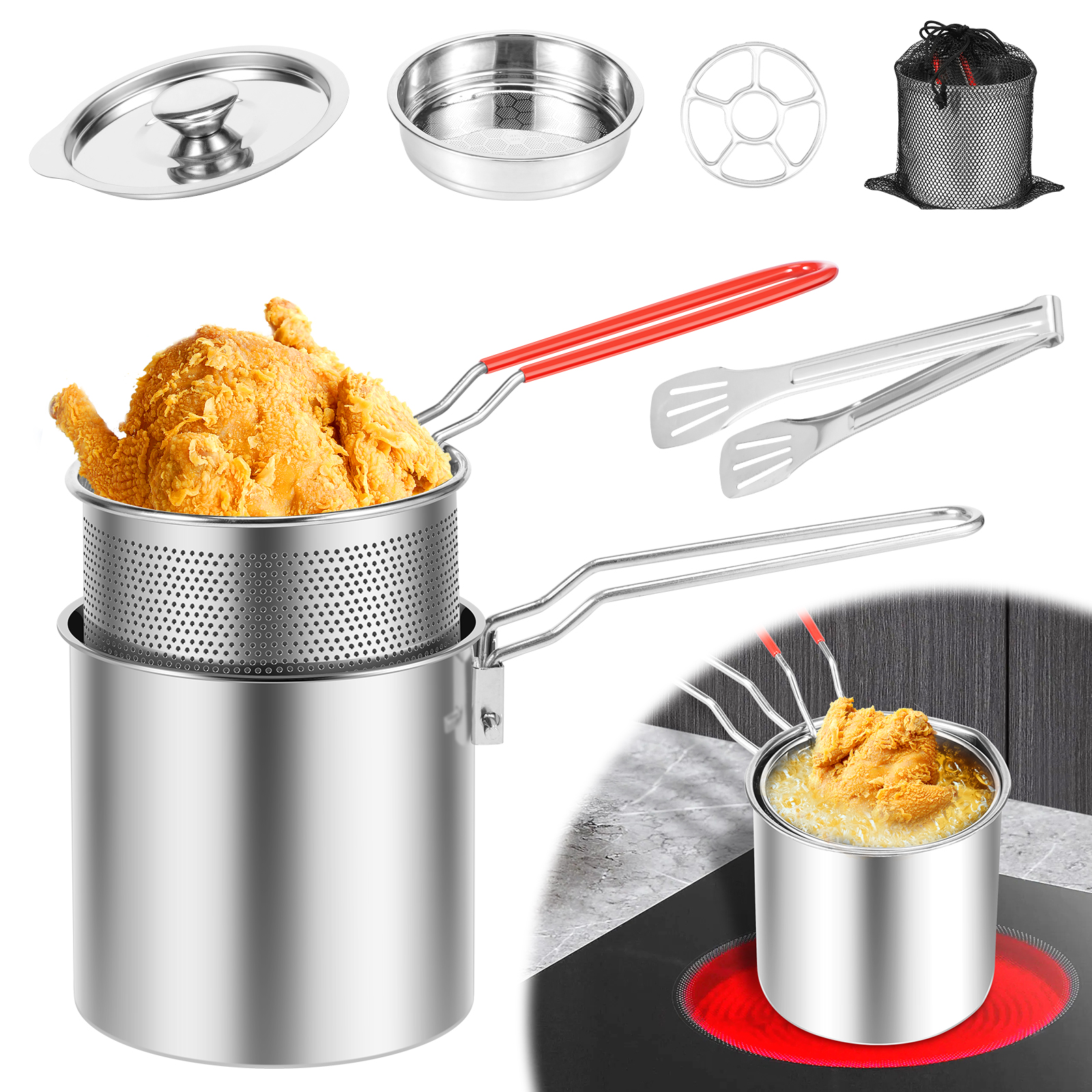 Commercial Kitchen Pans - Deep Fryer Pots Stainless Steel Deep