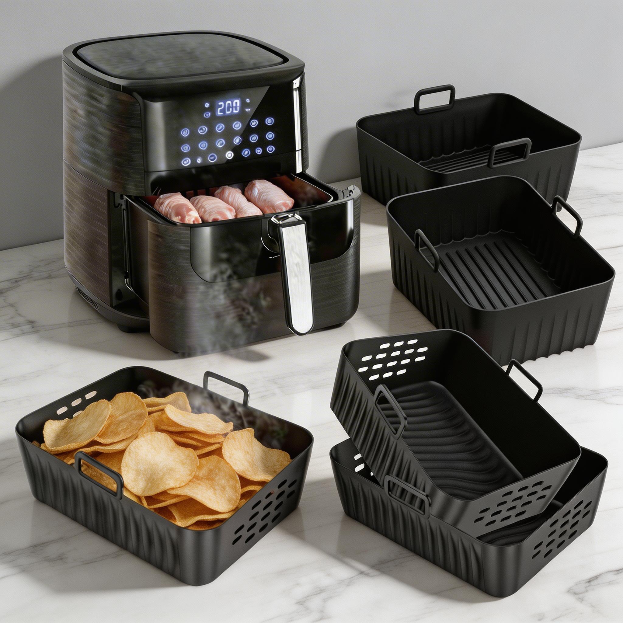 Commercial Kitchen Pans - 2Pcs Air Fryer Silicone Liners Reusable