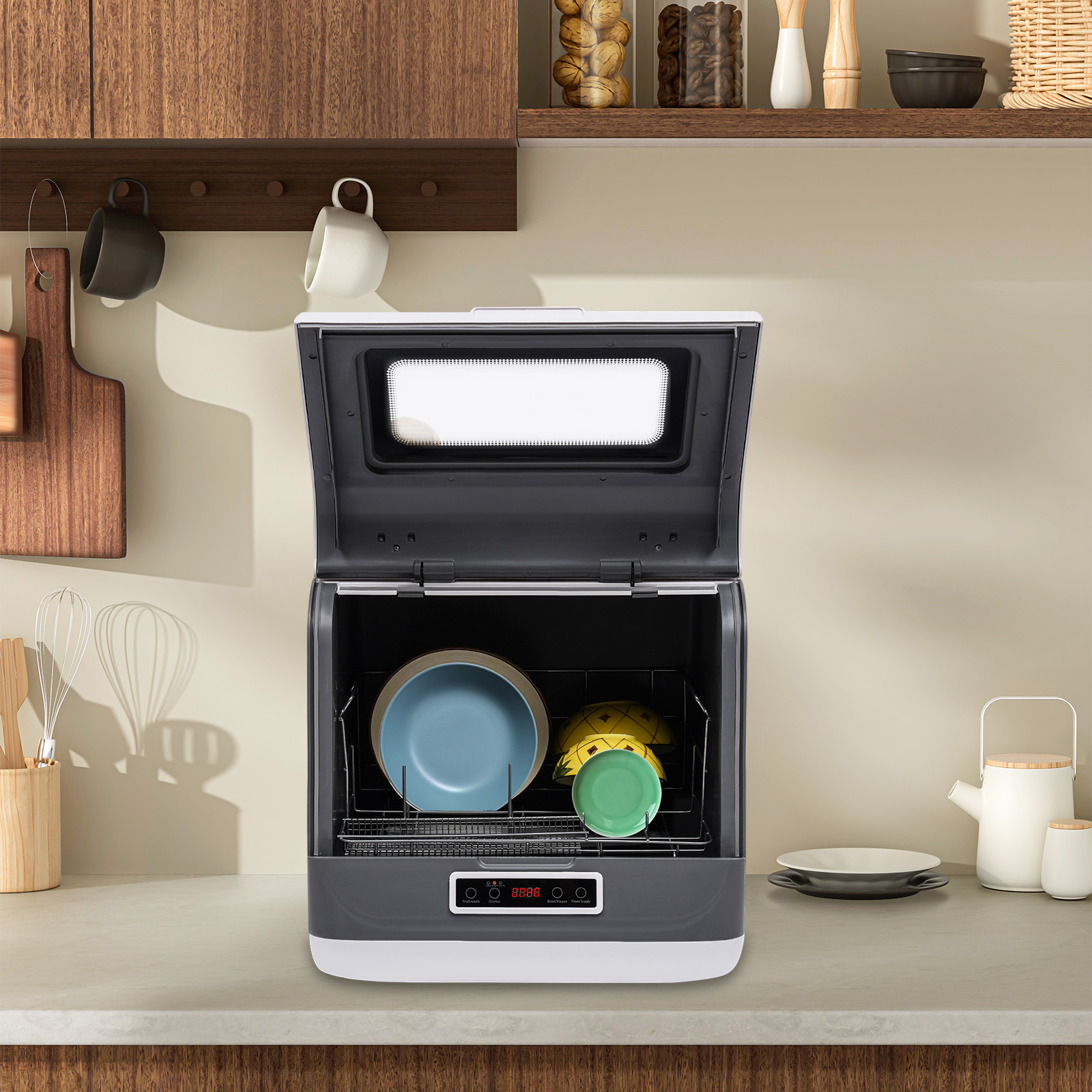 Commercial Kitchen Dishwasher - Countertop Dishwasher+800W Rated Power, Portable Countertop