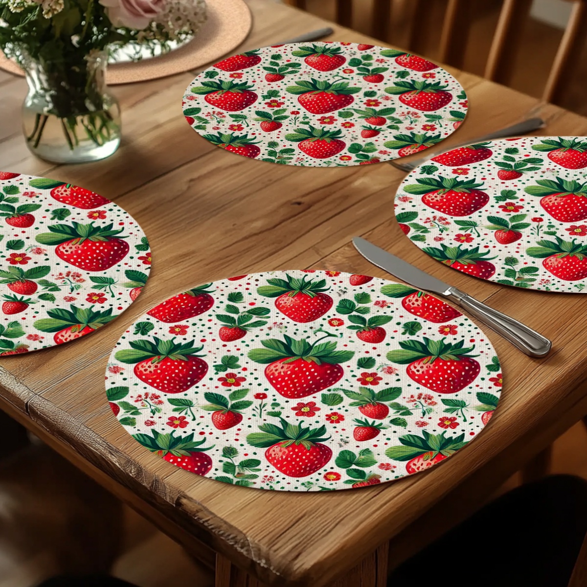 4PCS 2D flat print, strawberry – обзор и цена Commercial Kitchen Use