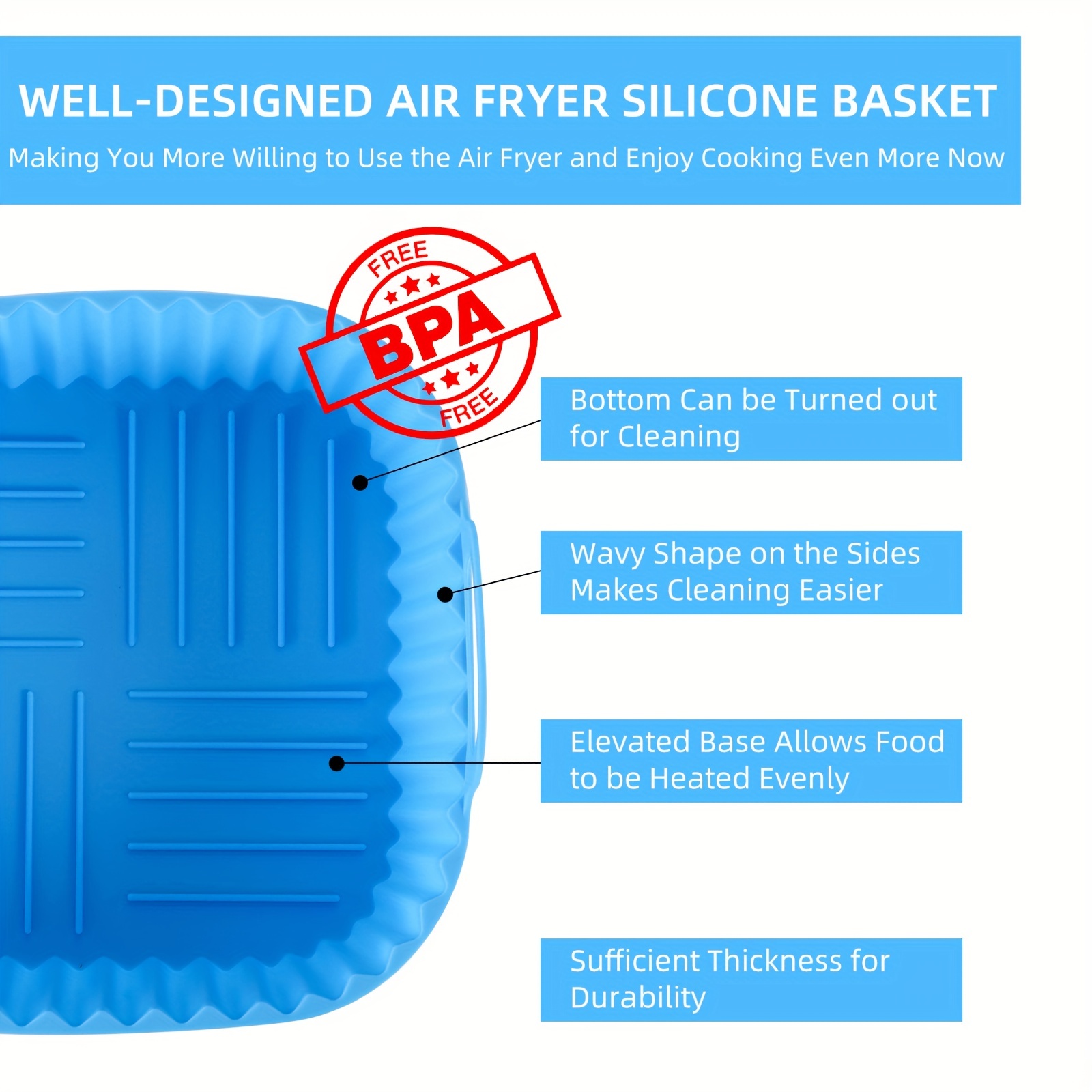 1 square silicone air fryer li – обзор и цена Commercial Kitchen Pans