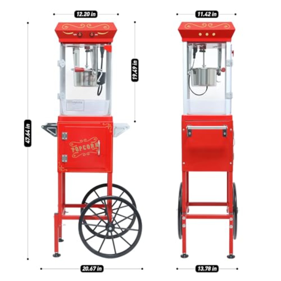 Popcorn Machine with Cart on W – обзор и цена Commercial Popcorn Machine